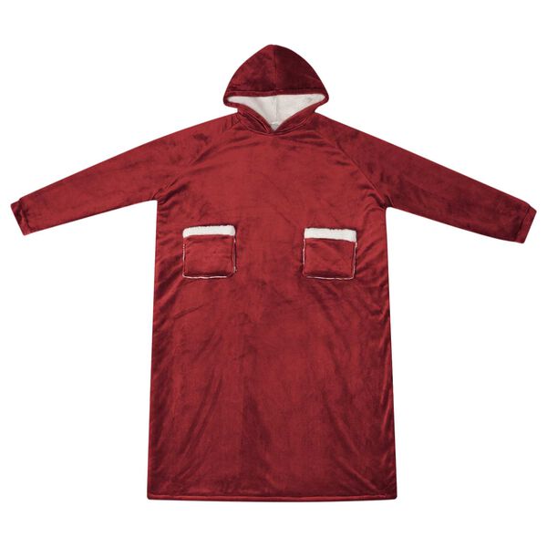 vidaXL Blanket Hoodie Bordeaux Red XL Fleece and Flannel