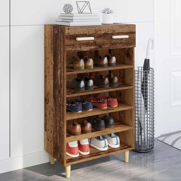 vidaXL Shoe Cabinet Plain Old Wood 60 x 35 x 105 cm Engineered Wood