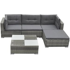 vidaXL Patio Furniture | Grey | PE rattan, powder-coated steel, glass, polyester
