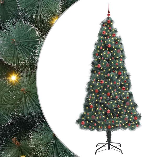 vidaXL Artificial Pre-lit Christmas Tree with Ball Set Green 240 cm