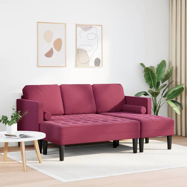 vidaXL Sofa Set with Cushion 2 pcs Wine Red Polyester