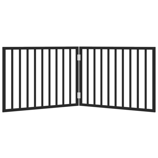 vidaXL Dog Gate Foldable 2 Panels Black 160 cm Poplar Wood