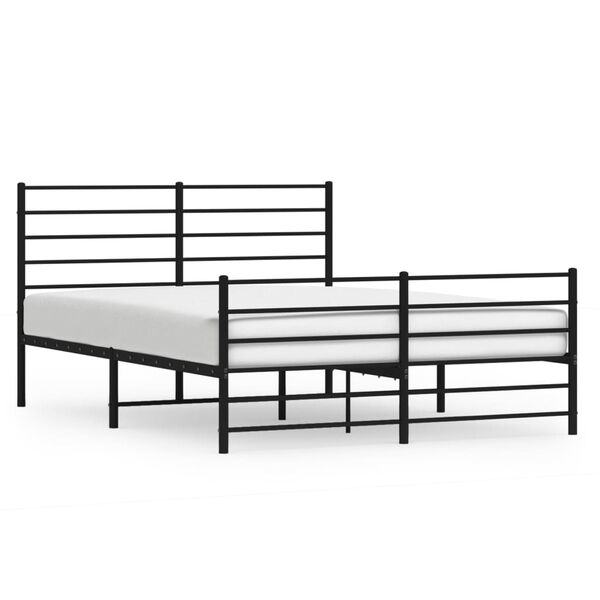 vidaXL Metal Bed Frame without Mattress with Footboard Black 140x190cm
