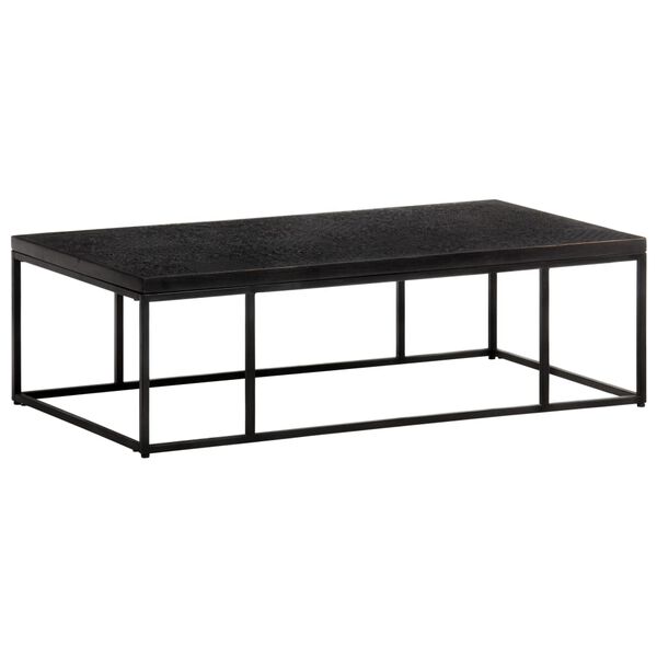 vidaXL Coffee Table Carved Top Black 110x60x34 cm Solid Mango Wood