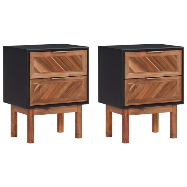 vidaXL Nightstands 2 pcs 40x30x53 cm Solid Acacia Wood and MDF
