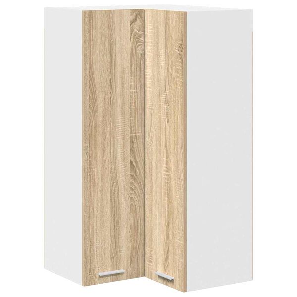 vidaXL Hanging Cabinet with Door Sonoma Oak and White 57 x 57 x 100 cm
