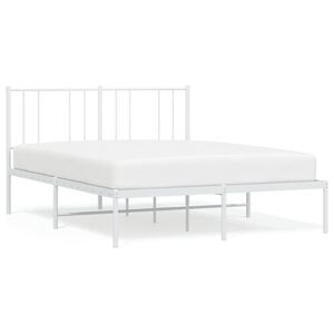vidaXL Metal Bed Frame without Mattress with Headboard White 160x200cm