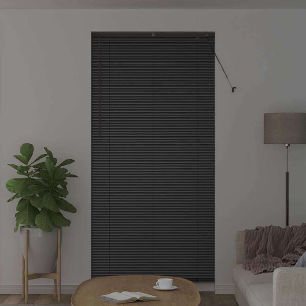 vidaXL Window Blind with Curtains Manual Black Aluminium