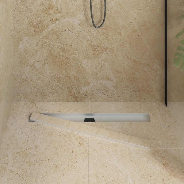 vidaXL Shower Drain 2-in-1 with 360&deg; Siphon Silver 80 cm