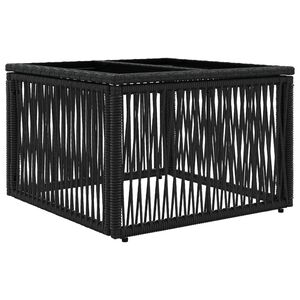 vidaXL Garden Table Black 55 x 55 x 37 cm PE Rattan and Glass