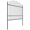 vidaXL Garden Fence with Spear Top Steel 892.5x175 cm Black