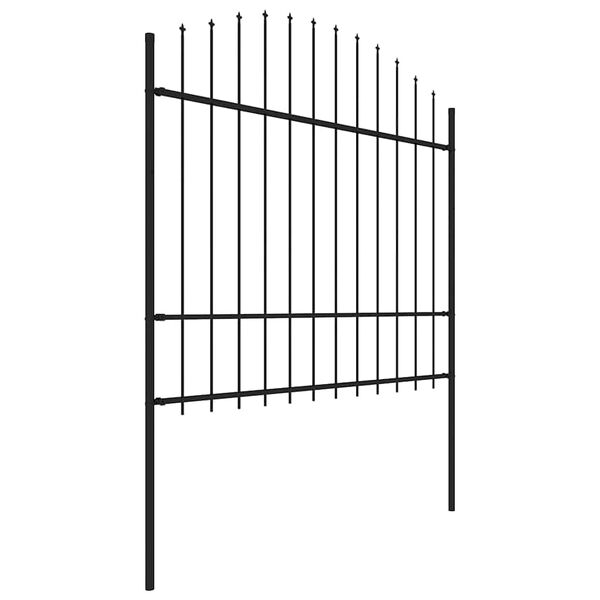 vidaXL Garden Fence with Spear Top Steel 892.5x175 cm Black