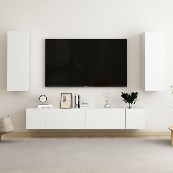 vidaXL 5 Piece TV Cabinet Set White Engineered Wood
