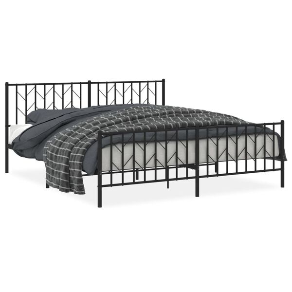 vidaXL Metal Bed Frame without Mattress with Footboard Black 183x213cm