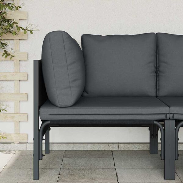 vidaXL Outdoor Furniture with Cushion with Pillow Anthracite Steel