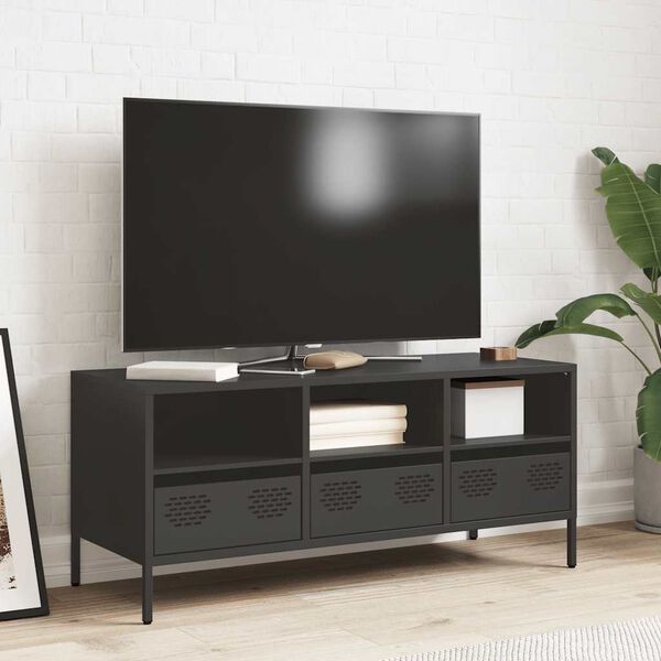 vidaXL TV Cabinet Black 101.5x39x43.5 cm Cold-rolled Steel