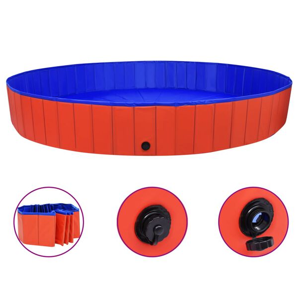 vidaXL Foldable Dog Swimming Pool Red 300x40 cm PVC