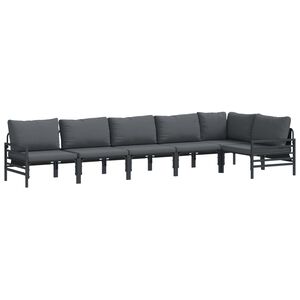 vidaXL Garden Sofa Set 6 pcs Black Steel