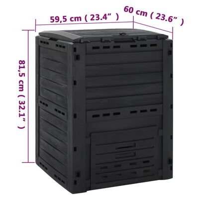 vidaXL Garden Composter Black 280 L Polypropylene