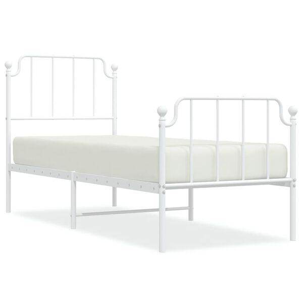 vidaXL Metal Bed Frame without Mattress with Footboard&nbsp;White 80x200cm