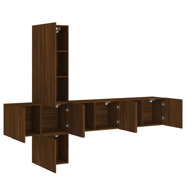 vidaXL 5 Piece TV Wall Units Brown Oak Engineered Wood