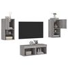 vidaXL 4 Piece TV Wall Cabinets with LED Lights Grey Sonoma
