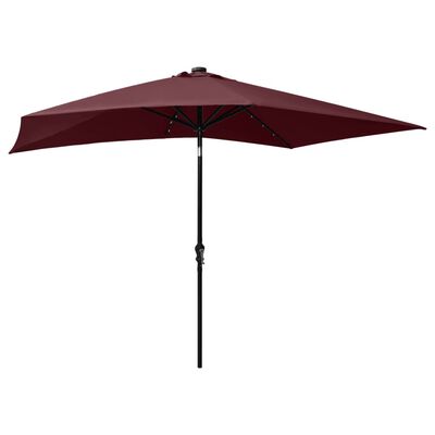 vidaXL Parasol with LEDs and Steel Pole Bordeaux Red 2x3 m