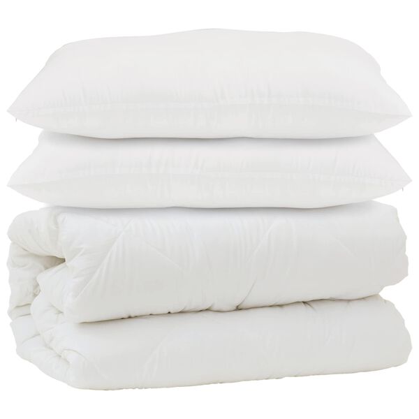 vidaXL Duvet with Pillow 3 pcs White Microfibre