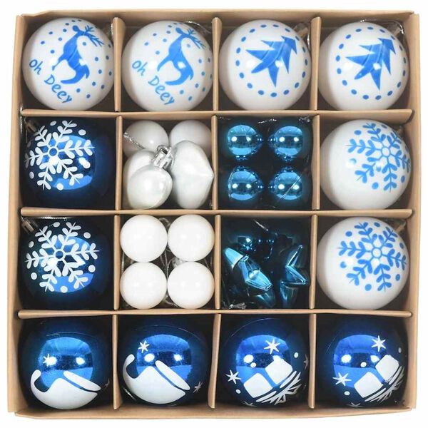 vidaXL Christmas Bauble Set 40 pcs Blue and White Plastic