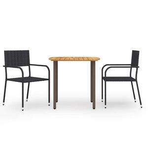 vidaXL 3 Piece Garden Dining Set Poly Rattan Black