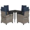 vidaXL 5 Piece Garden Dining Set with Cushions Grey Poly Rattan