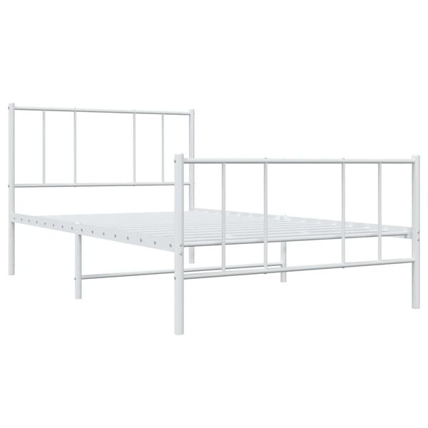 vidaXL Metal Bed Frame without Mattress with Footboard White 100x190cm