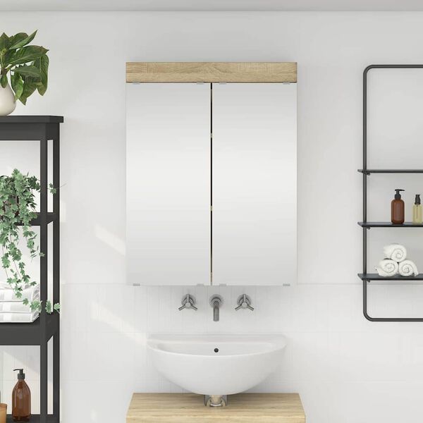 vidaXL Bathroom Mirror Cabinet TULUM Sonoma Oak 60 x 16.5 x 78 cm