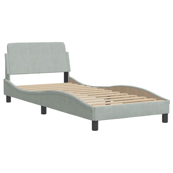 vidaXL Bed with Mattress "Dover" Light Grey Single Velvet