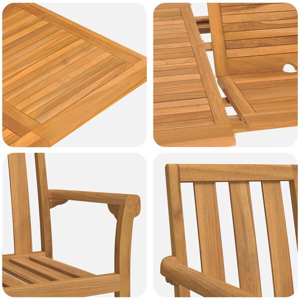 vidaXL Garden Dining Set 5 pcs Brown Solid Teak Wood