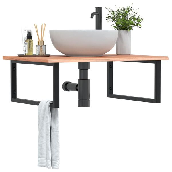vidaXL Basin Shelf Wall Mounted Steel and Solid Wood Oak