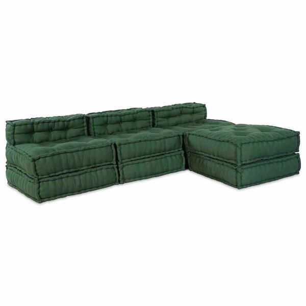 vidaXL Modular Sofa 4 pcs Green Fabric