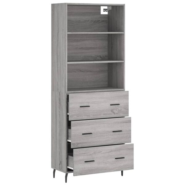 vidaXL Highboard Grey Sonoma 69.5x34x180 cm Engineered Wood