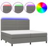 vidaXL Box Spring Bed with Mattress&LED Dark Grey 200x200 cm Fabric