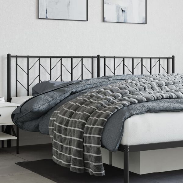 vidaXL Metal Headboard Black 200 cm