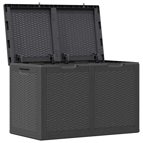 vidaXL Garden Storage Box 180L Black PP Rattan