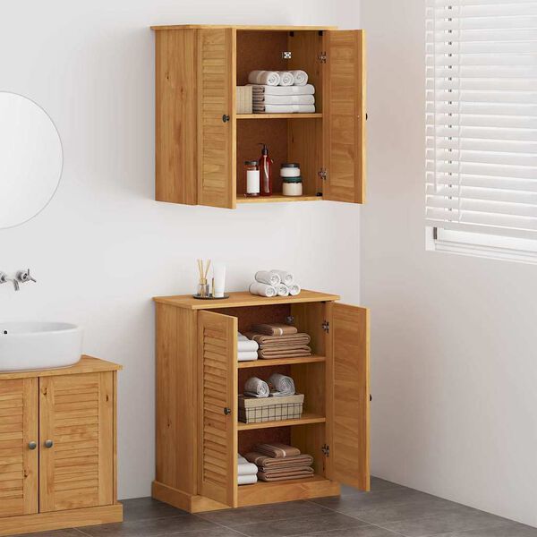 vidaXL Bathroom Furniture Set VIGO 2 pcs Brown and Honey Brown