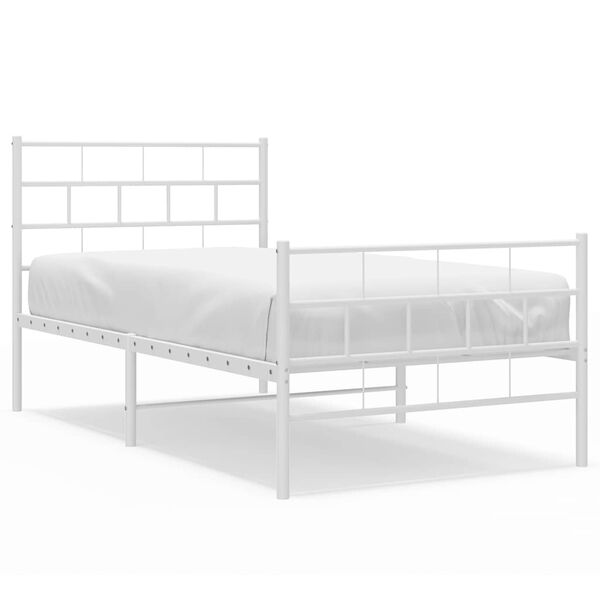 vidaXL Metal Bed Frame without Mattress with Footboard White 100x190cm