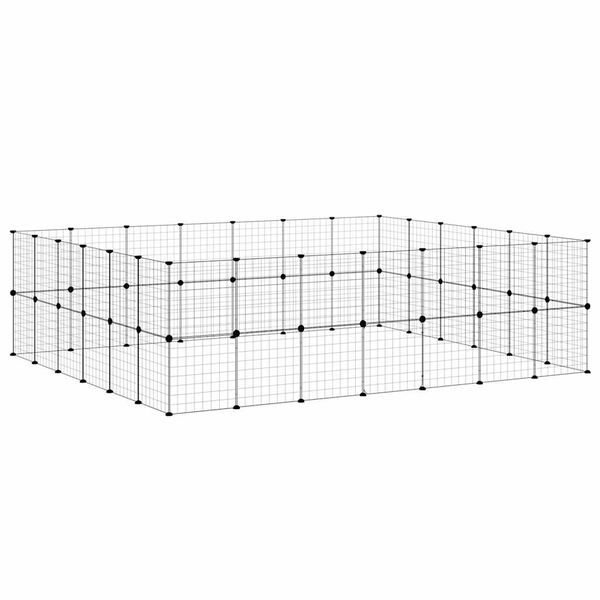 vidaXL 52-Panel Pet Cage with Door Black 35x35 cm Steel