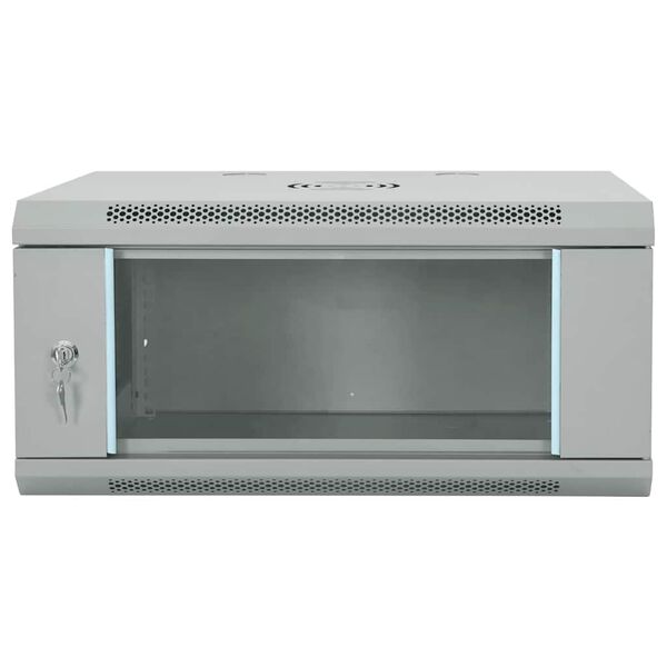 vidaXL Network Cabinet with Storage Grey 60 x 35 x 28 cm Steel