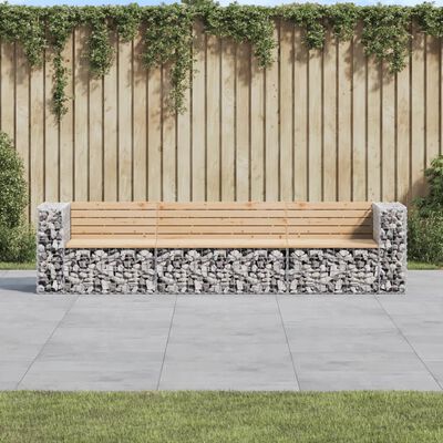 vidaXL Garden Bench Gabion Design 287x71x65.5 cm Solid Wood Pine