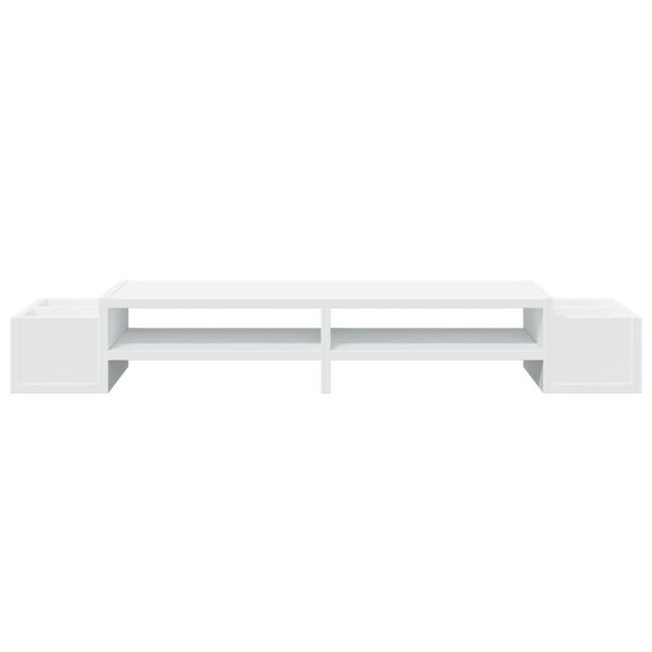 vidaXL Monitor Stand with Storage White 100x27x15 cm Engineered Wood