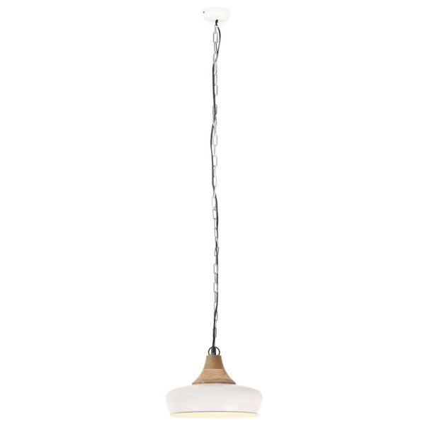vidaXL Industrial Hanging Lamp White Iron & Solid Wood 26 cm E27