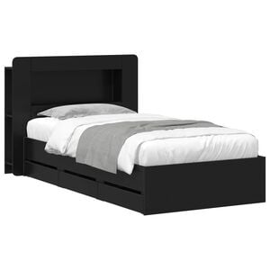 vidaXL Bed Frame with Storage and Headboard Black 75 x 190 cm