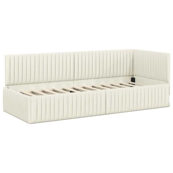 vidaXL Corner Bed Frame with Headboard Cream 80 cm x 200 cm Velvet